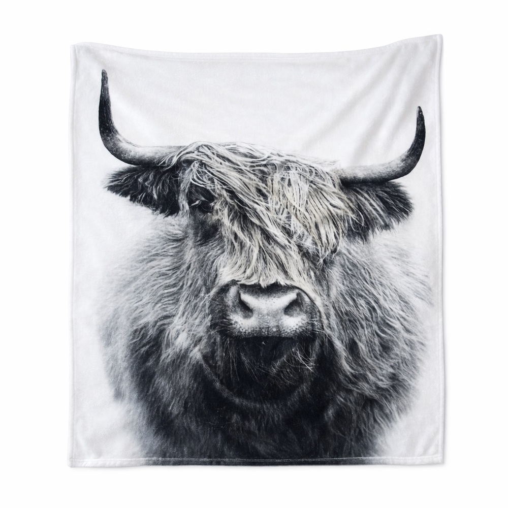 Anthropologie Highland Cow Plush Throw
